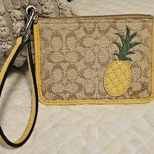 Coach Beige Wristlet with Pineapple Design